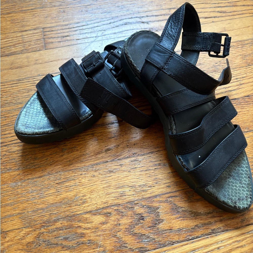 Alexander Wang Black and Gray Strappy Sandals